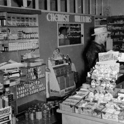 Chemist Williams inside the new shop